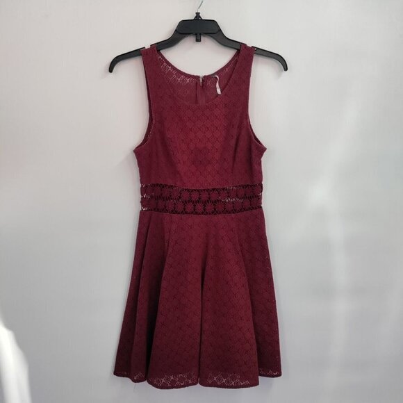 Free People Sleeveless Mesh Lace Crochet Pleated Mini Dress Fit & Flare Women 4 - Picture 1 of 12
